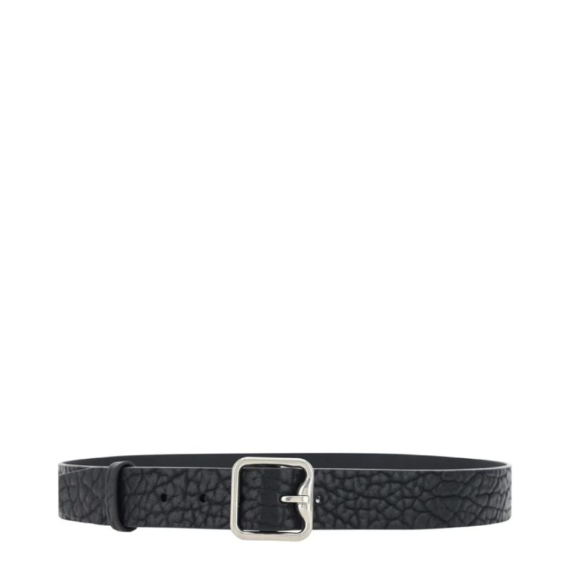 B-Buckle Leather Belt_Black/Silver