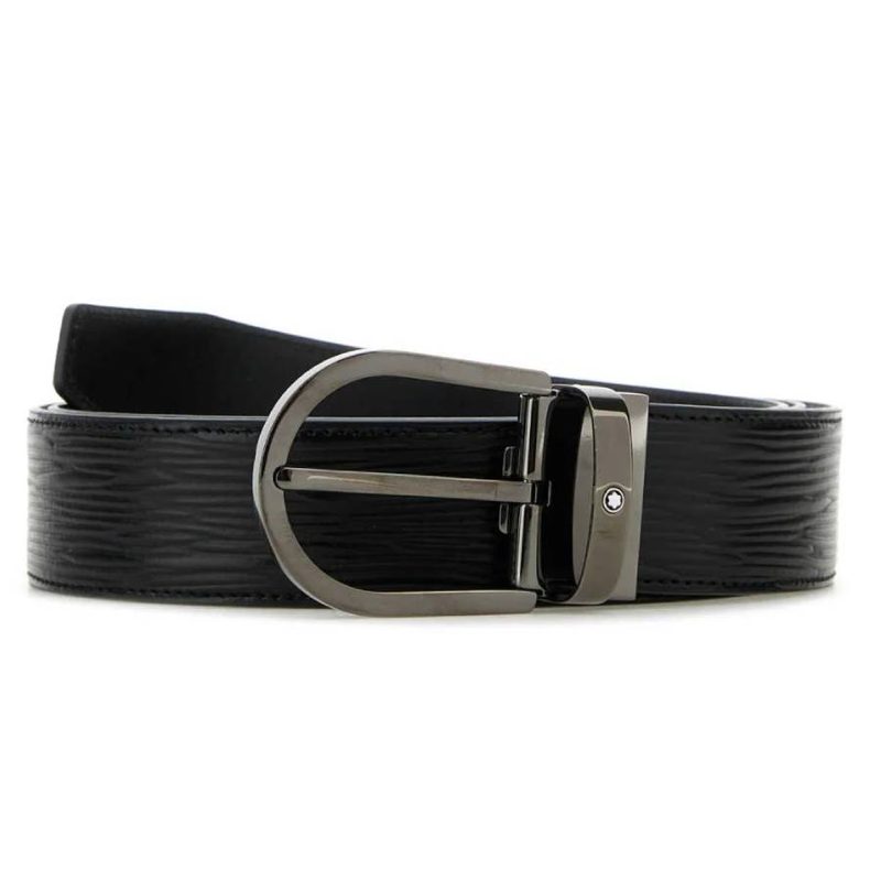Montblanc Horseshoe Buckle Black 35 mm Leather Belt