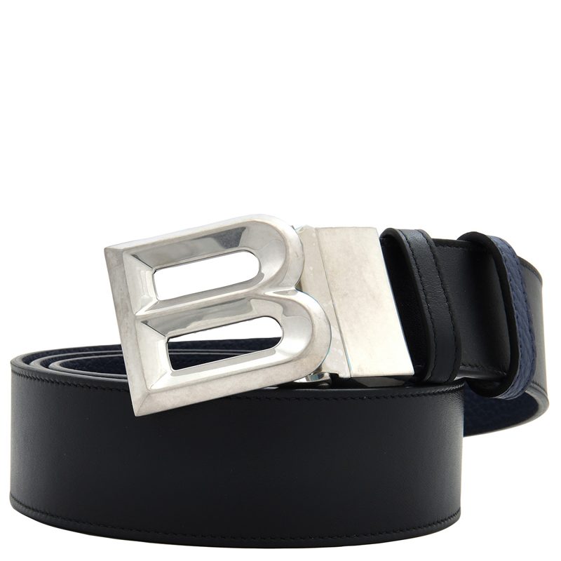 B Bold Palladium Buckle Leather Belt