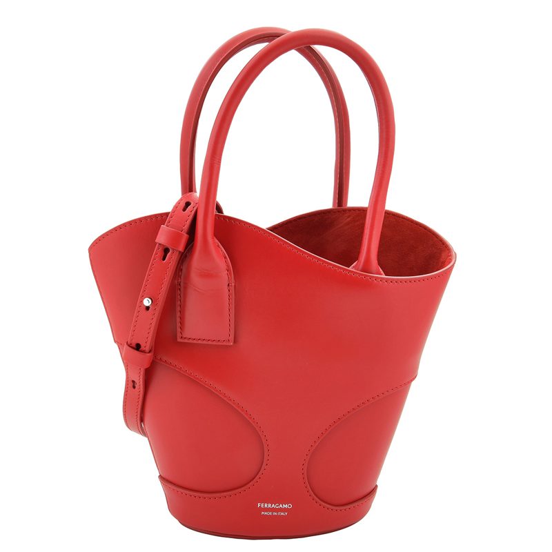 Cut-Out Detailing Leather Tote Bag_Red