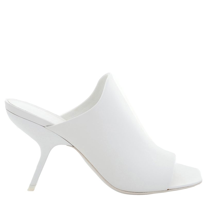 White Nappa Open-Toe Slide Sandals