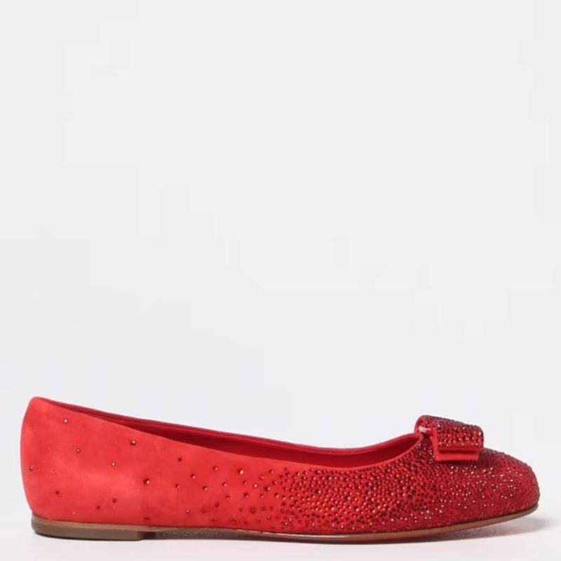 Embroidered Suede Ballet Flats