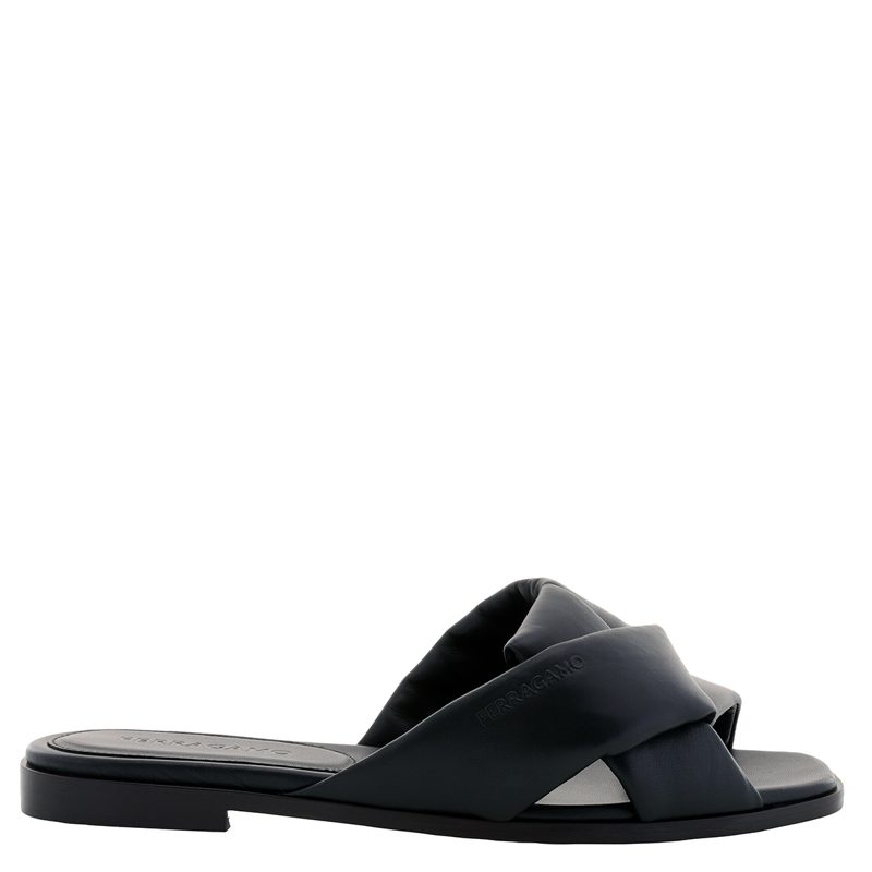 Black Alrai Crossover-Strap Nappa Slides