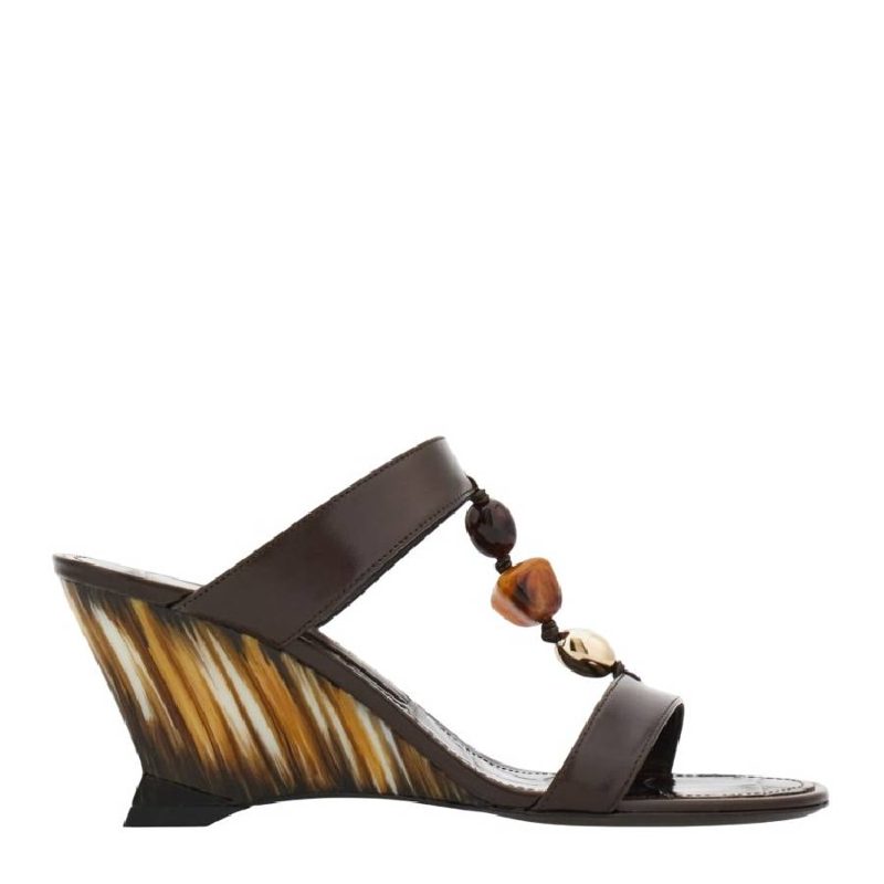 Beaded Strap Wedge Sandals