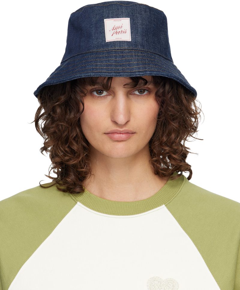 Navy Topstitchings Denim Bucket Hat 261482F015000