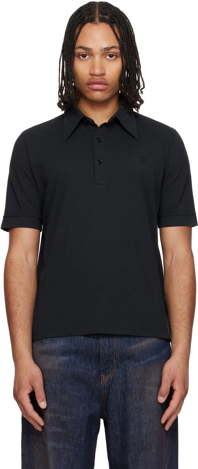 Black Embroidered-Logo Polo 261188M212003