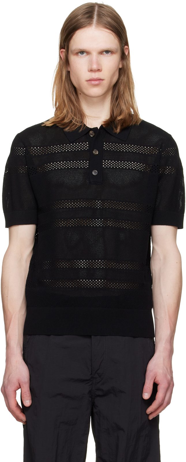 Black Mesh Polo 261358M212018