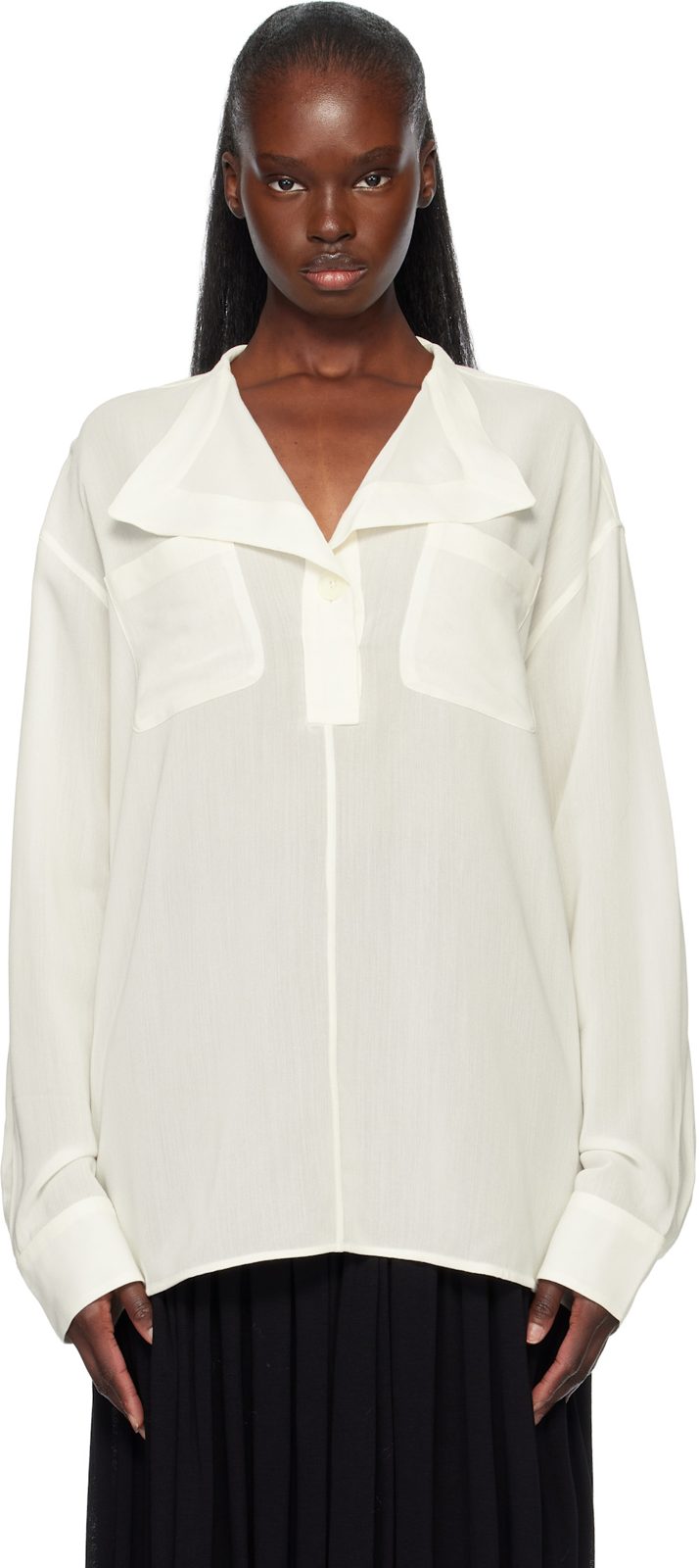 TOTEME [오프화이트] OV[ERL]APPING Collar Blouse 261771F107006