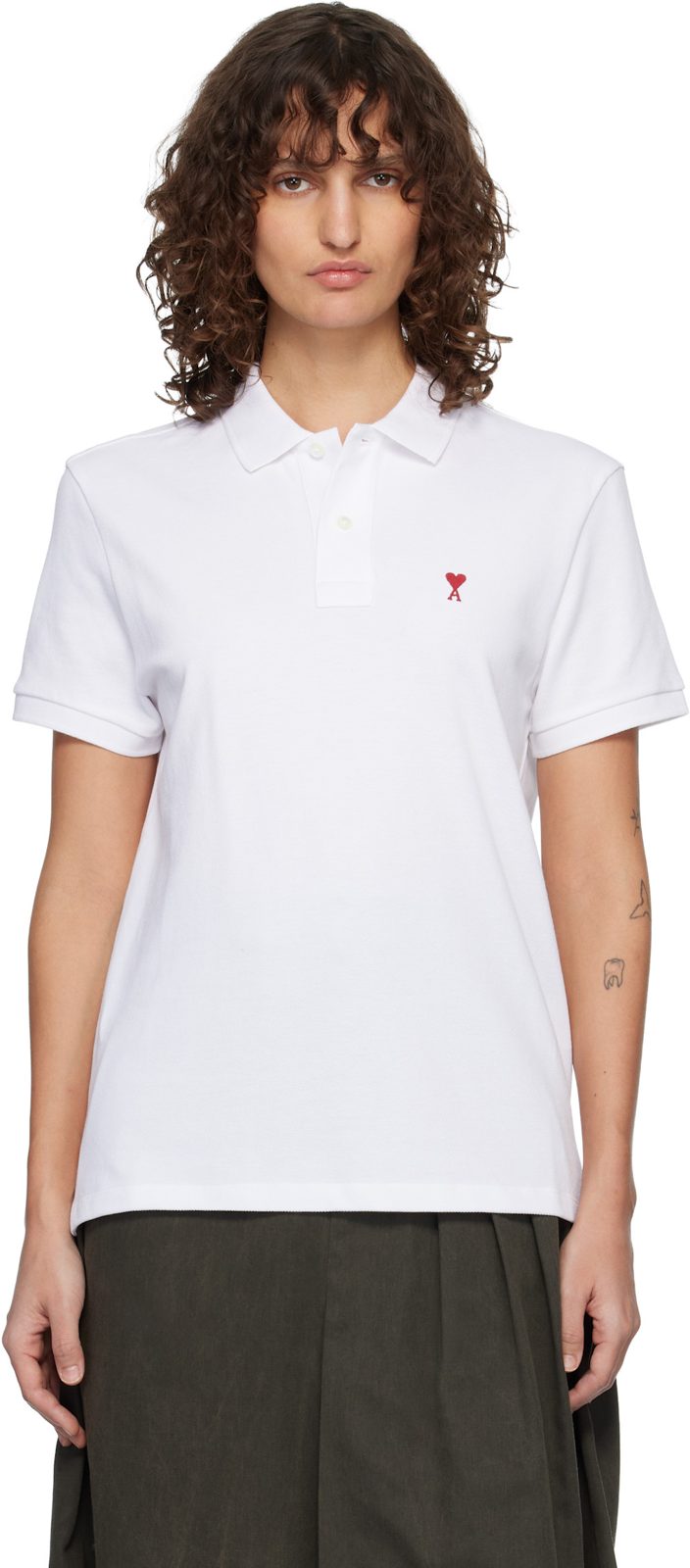 White Cotton Red Ami De Coeur Polo 261482F108007