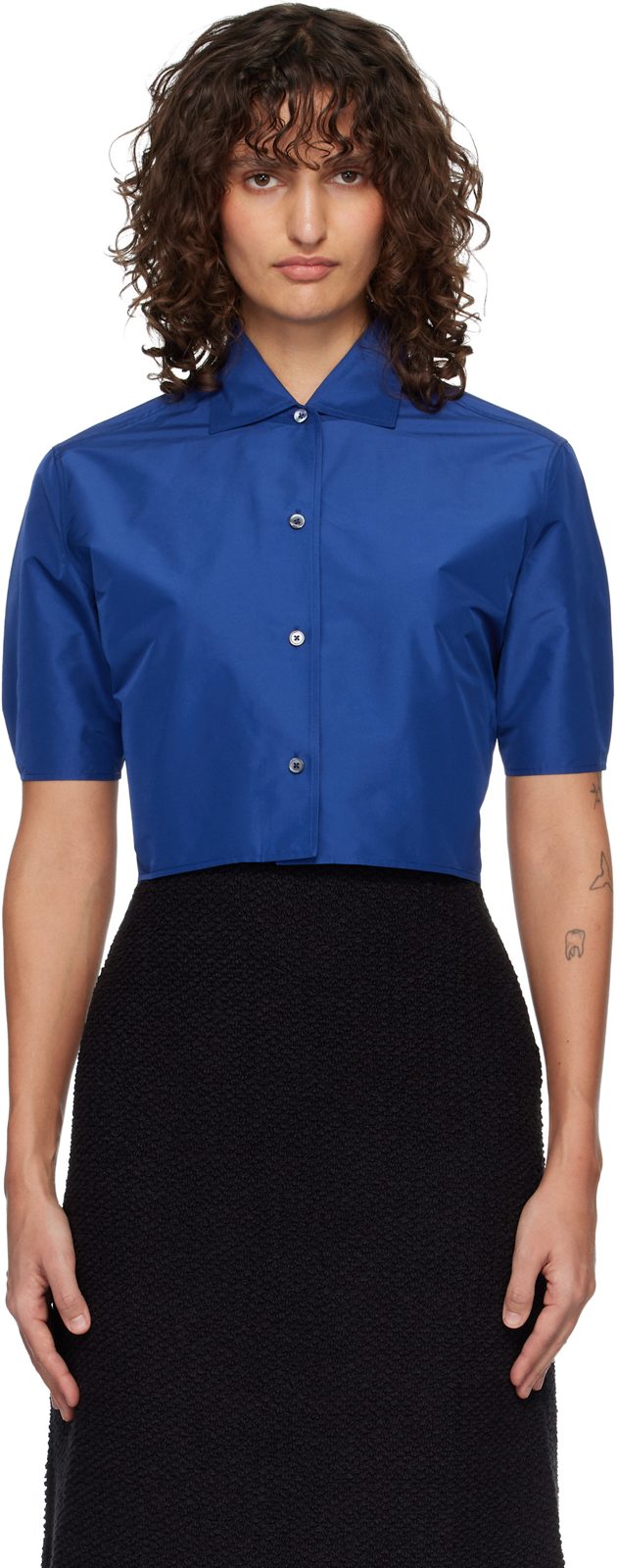 Blue Technical Faille Shirt 261249F109007