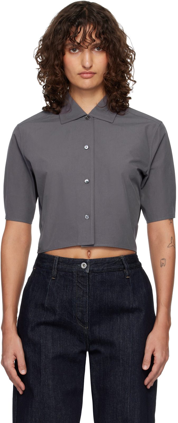 Gray Technical Faille Shirt 261249F109005