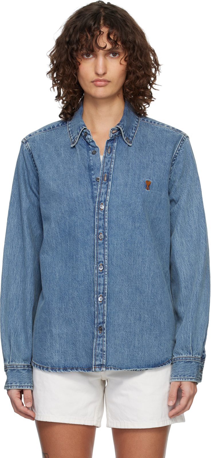 Blue Cotton Ami de Coeur Denim Shirt 261482F109003