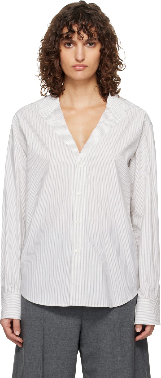 오프화이트 & Gray Striped Shirt 261188F109013