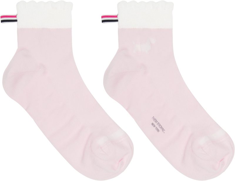 Pink Pointelle Stitch Hector Crew Socks 261381F076012