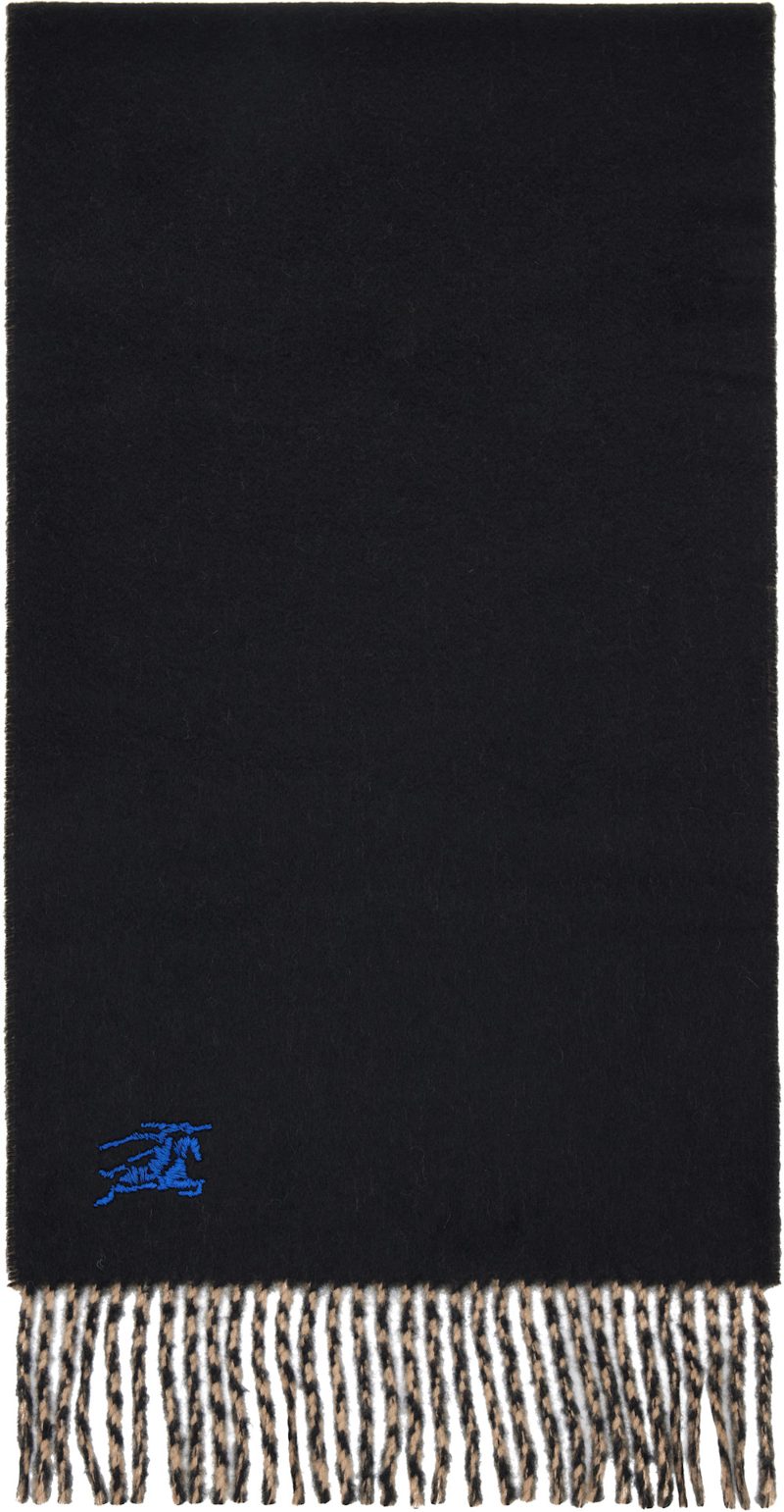 Black & Tan Reversible Cashmere Scarf 261376F028004