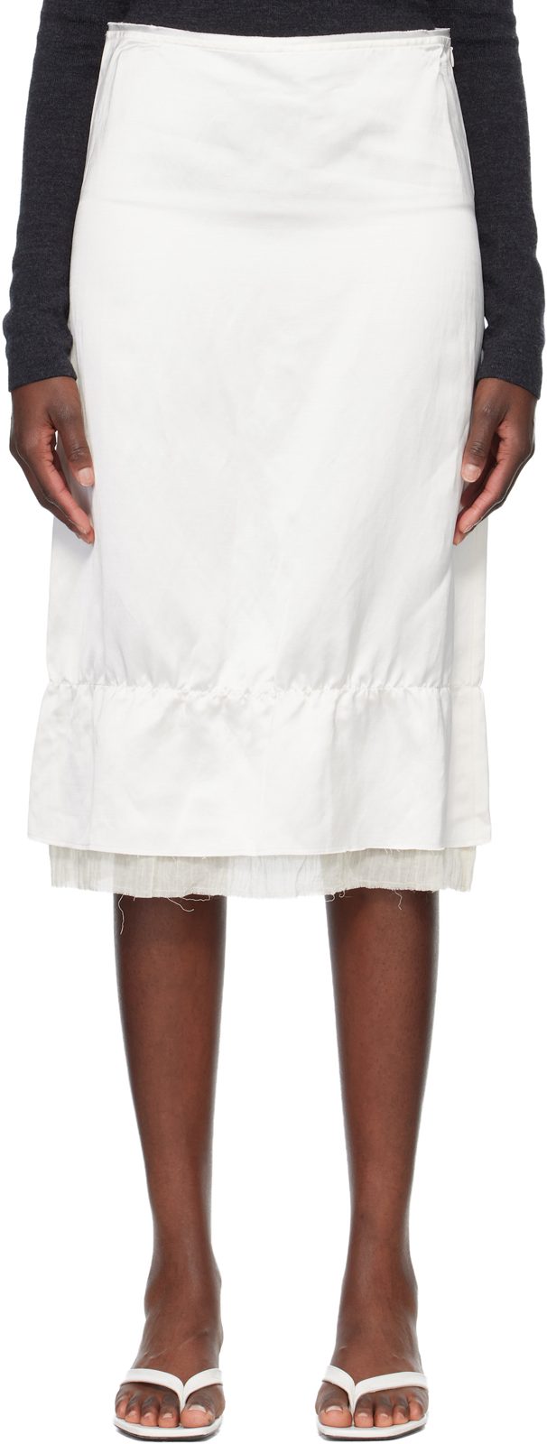 TOTEME [오프화이트] Layered Satin Midi Skirt 261771F092010