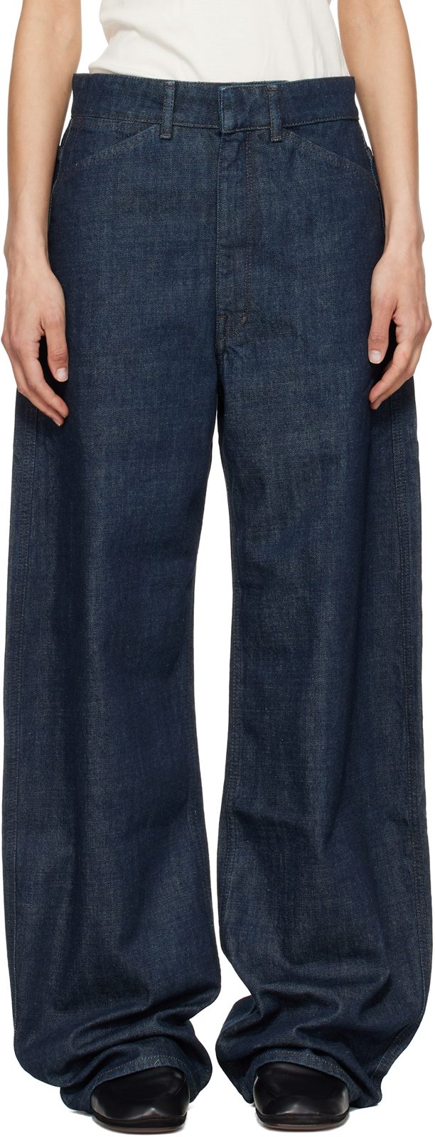 Blue High Waisted Curved Jeans 261646F069005