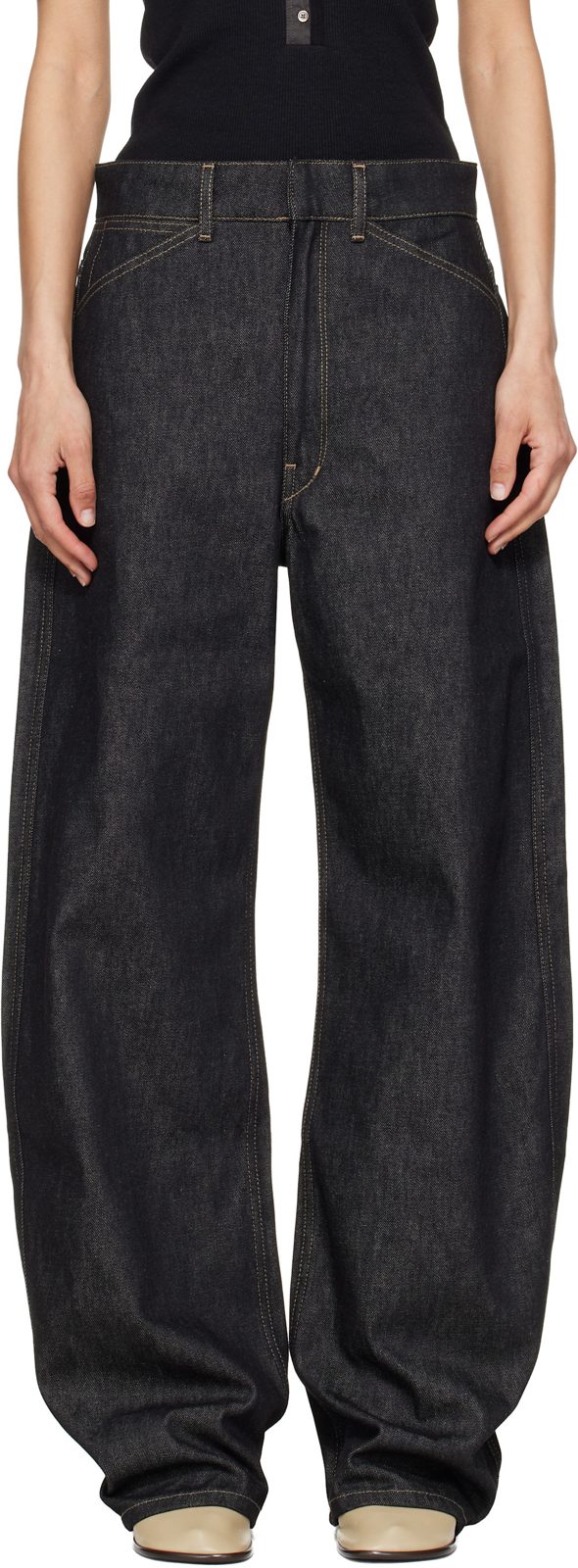 Gray High Waisted Curved Jeans 261646F069009