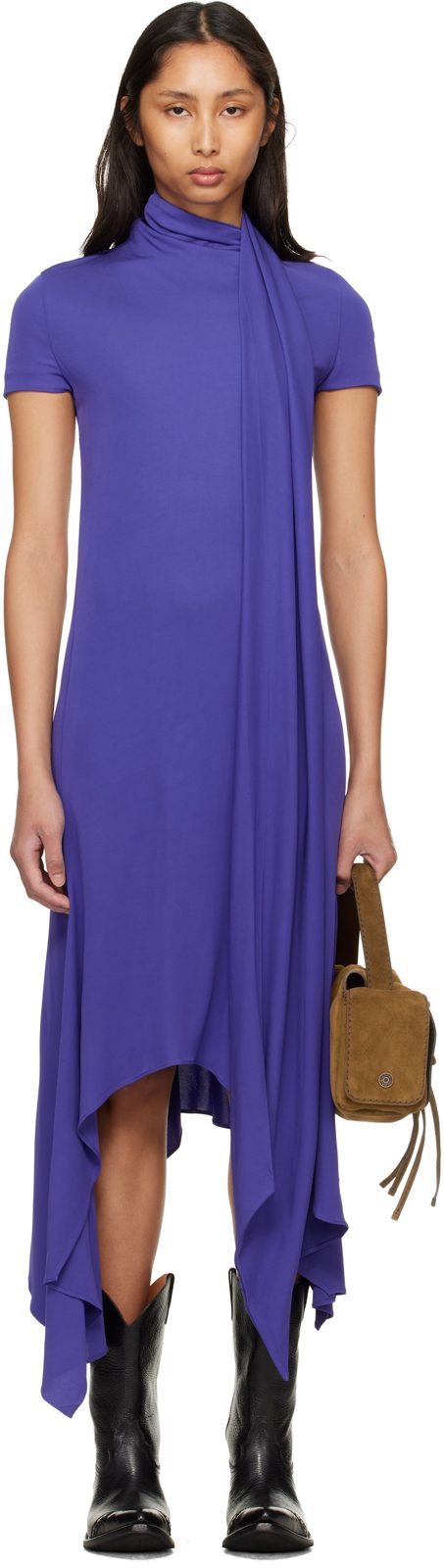 Purple Layered Midi Dress 261129F054003