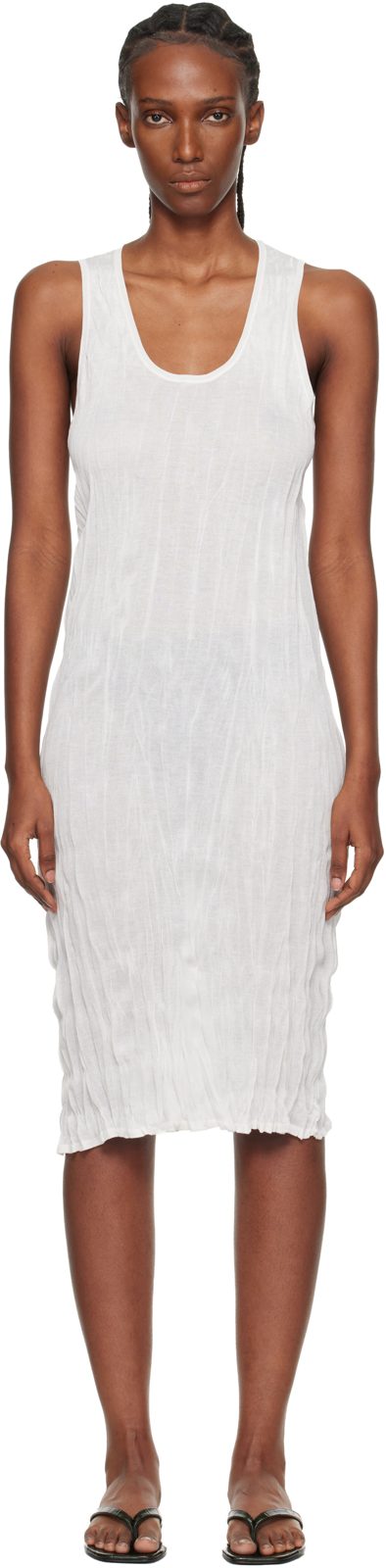 TOTEME White Crinkled Knit Tank Midi Dress 261771F054013