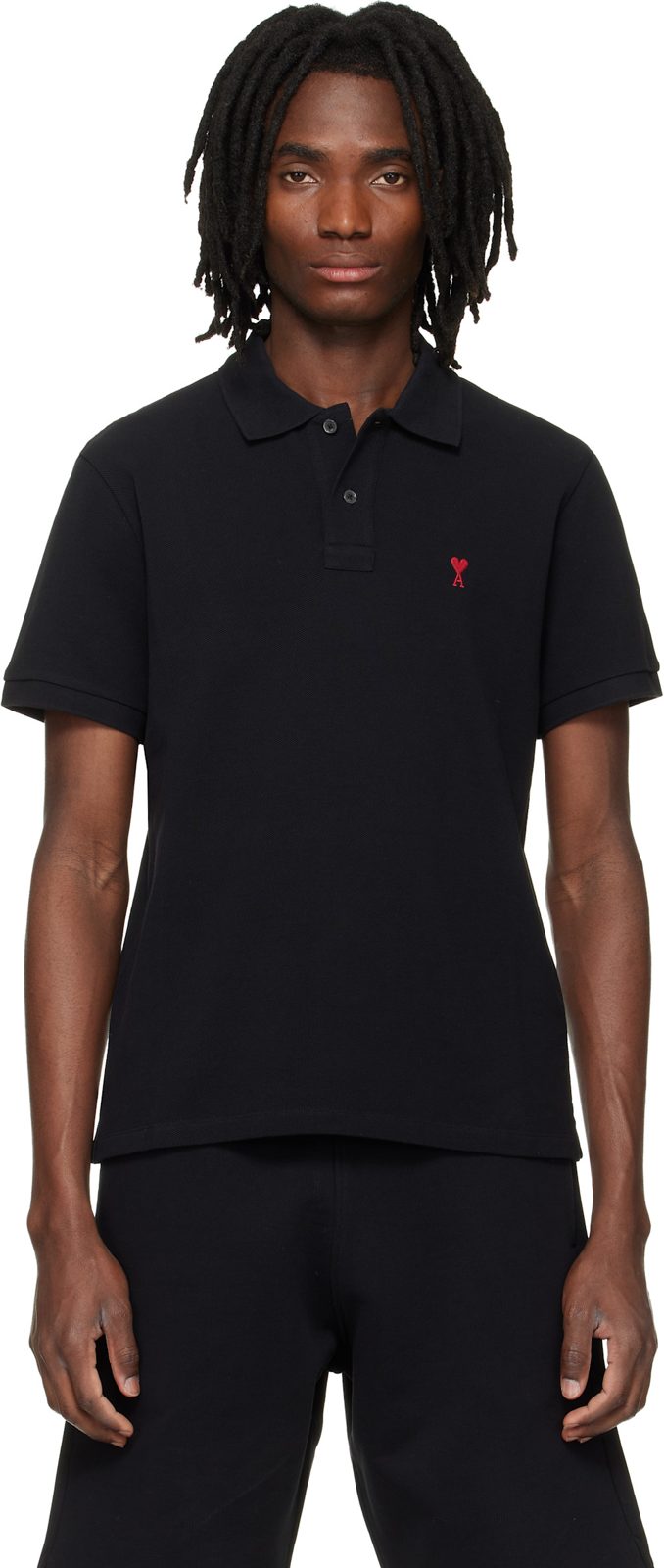 Black Cotton Ami de Coeur Polo 261482M212005