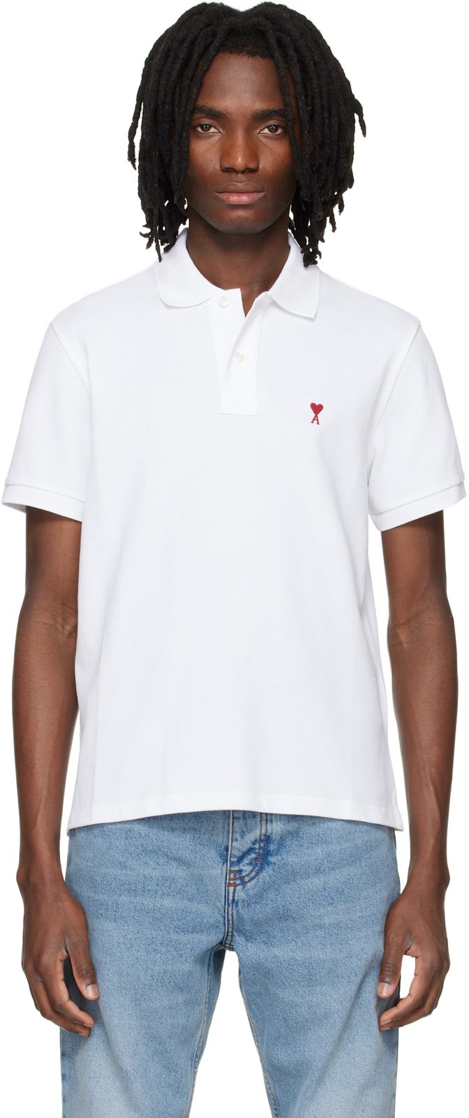 White Cotton Red Ami de Coeur Polo 261482M212004