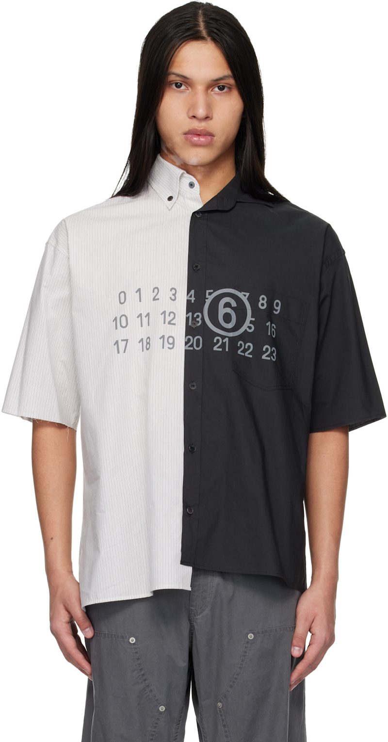 White & Black Short-Sleeved Shirt 261188M192016