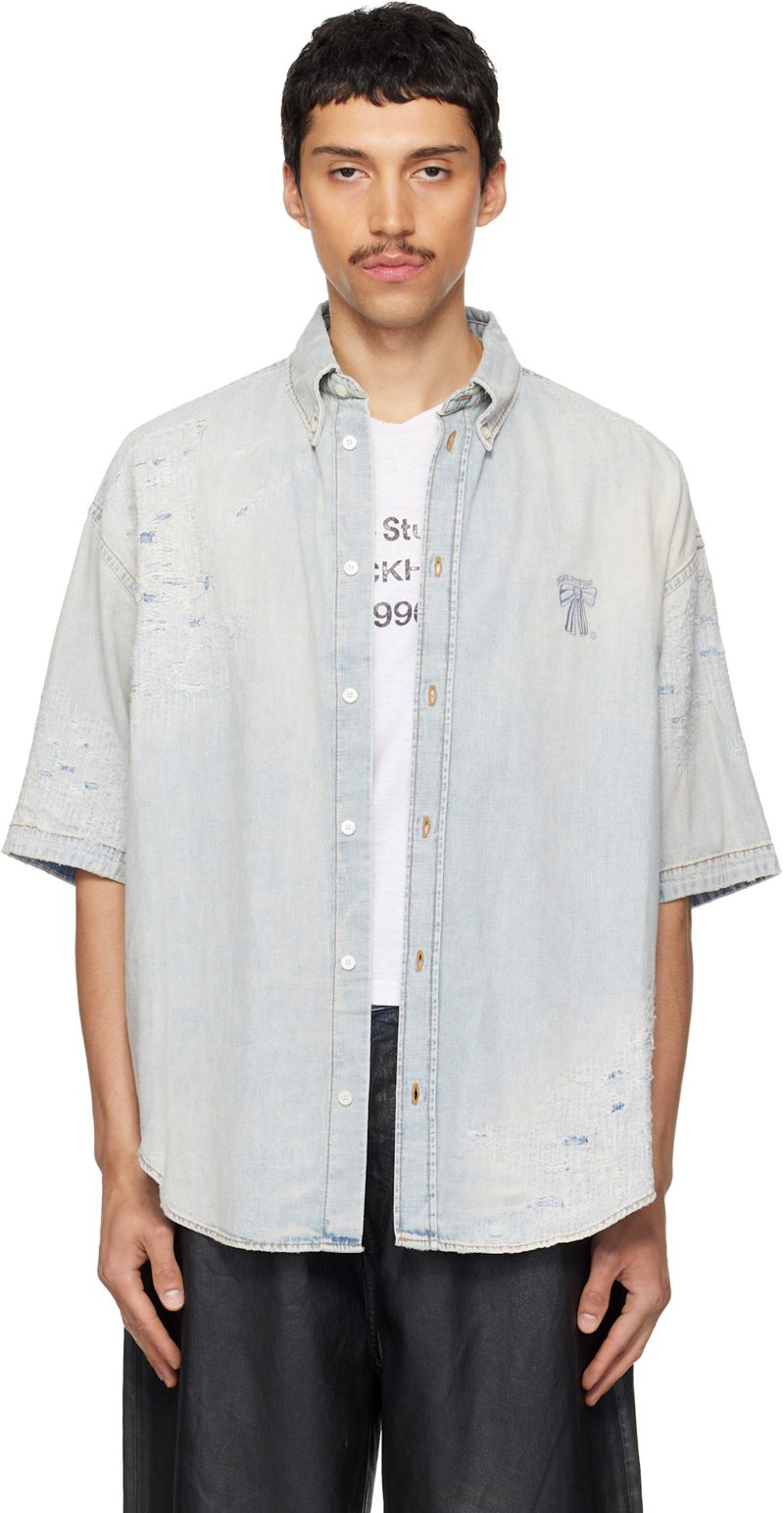 Blue Mended Denim Shirt 261129M192011