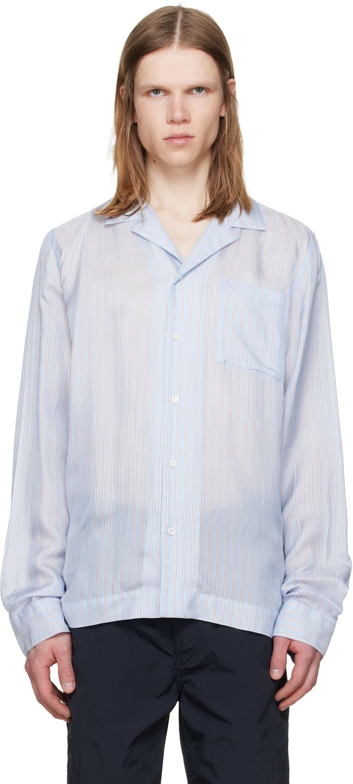 Blue Semi-Sheer Shirt 261358M192095