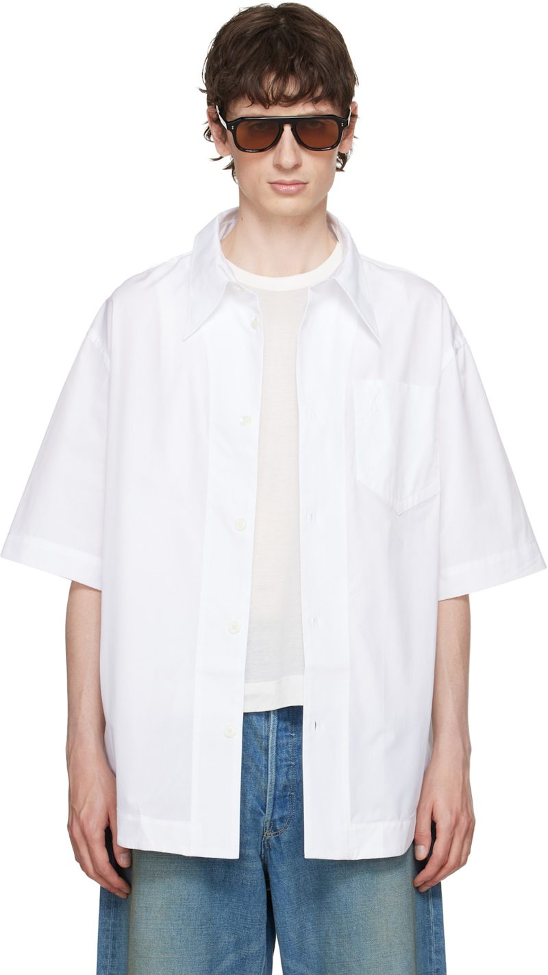 White Cotton Ami de Coeur Wide Shirt 261482M192010