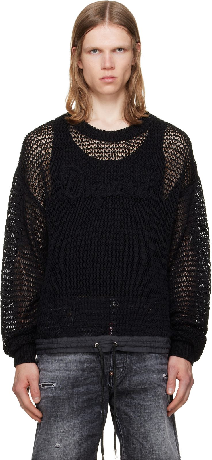 Black [디스퀘어드2] Signature Open Work Sweater 261148M201000