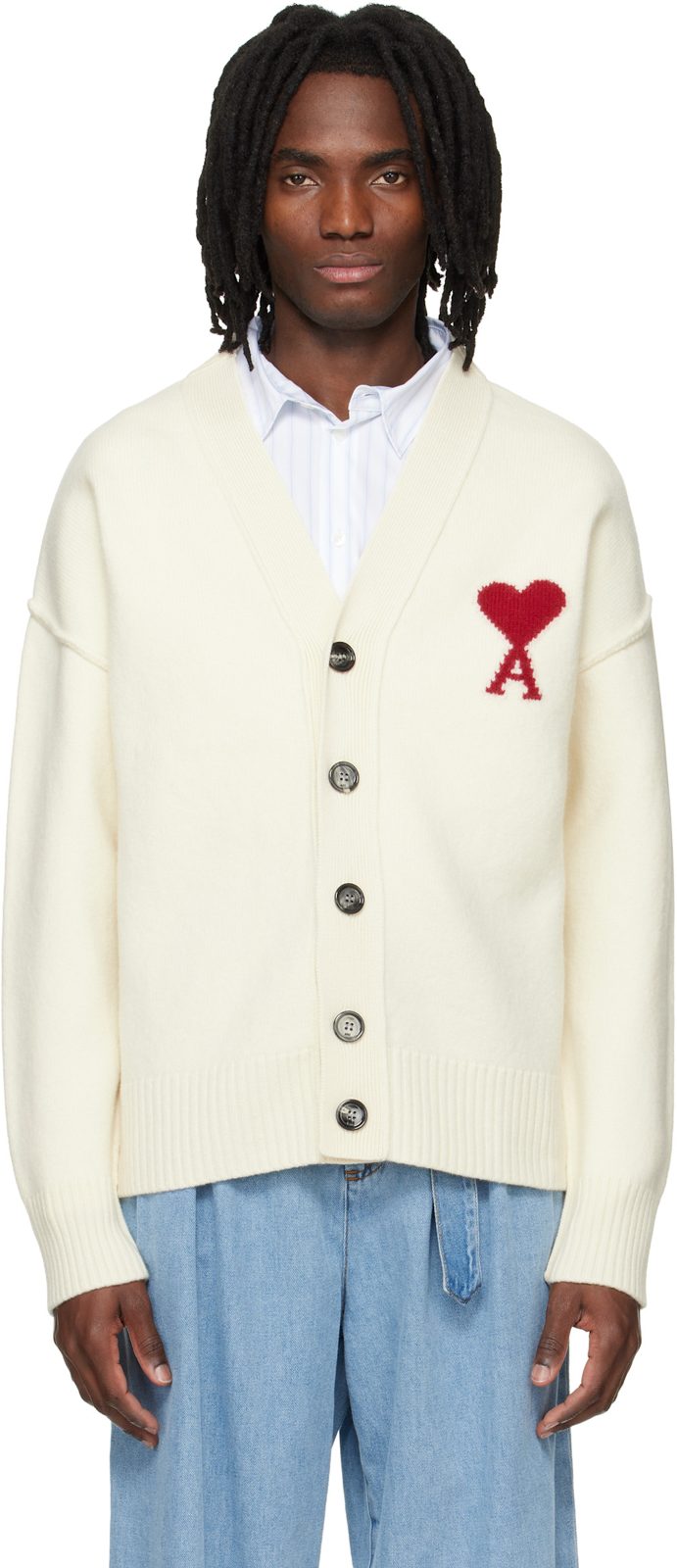์คํํ์ดํธ Wool Contrasted Ami de Coeur Cardigan 261482M200008