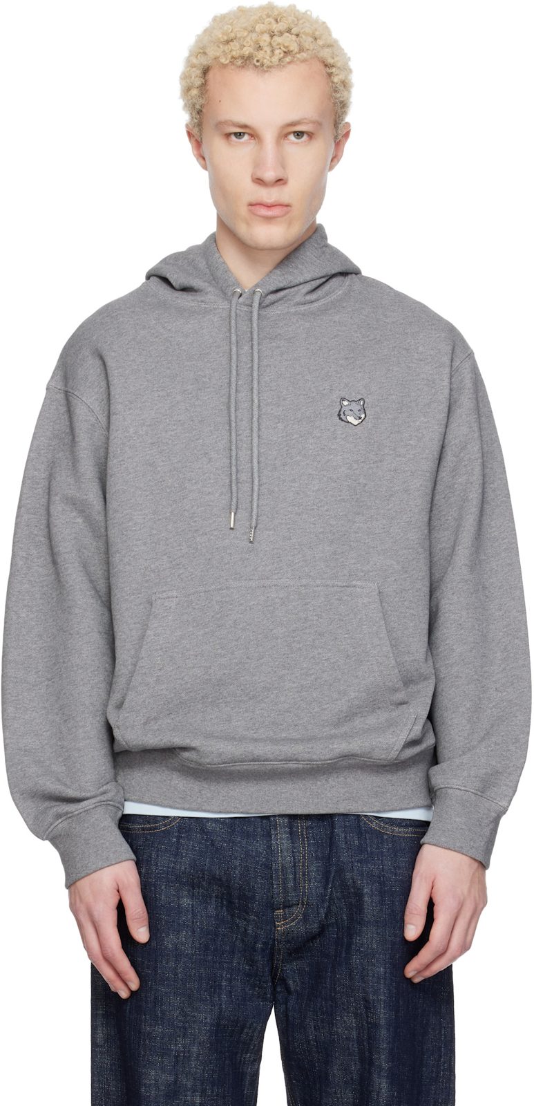Maison Kitsune Gray Fox Head Comfort Hoodie 261389M202006