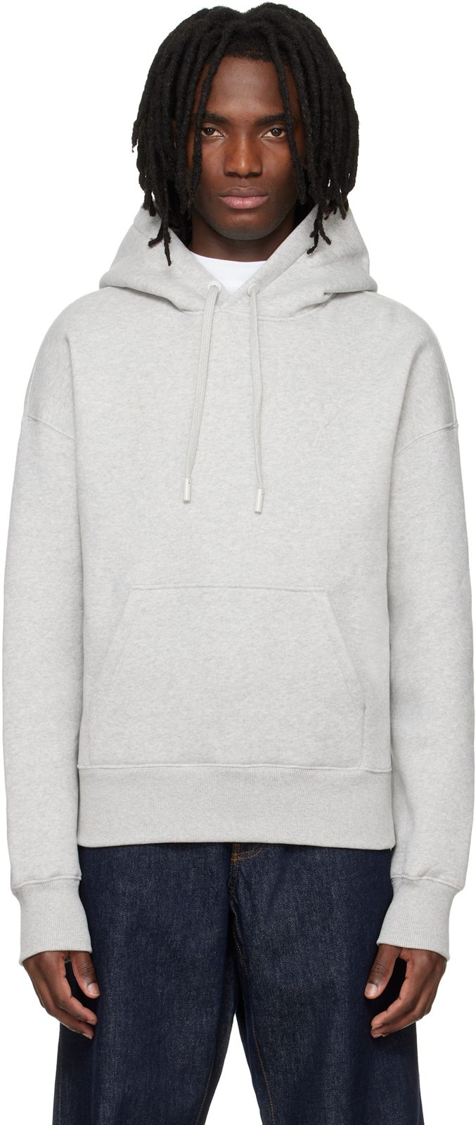Grey Cotton EM[보스]ED Ami De Coeur Hoodie 261482M202001
