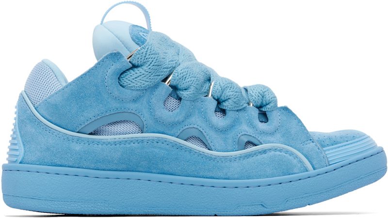 Blue Curb Monochrome Suede Sneakers 261254M237089