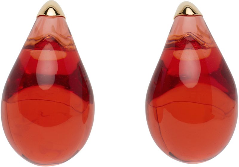 Gold & Red Small Drop Earrings 251798F022010