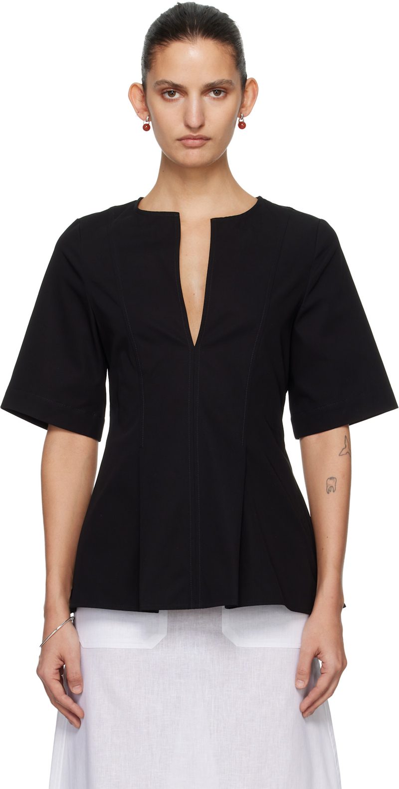 TOTEME Black Tailored Cotton Top 261771F107005