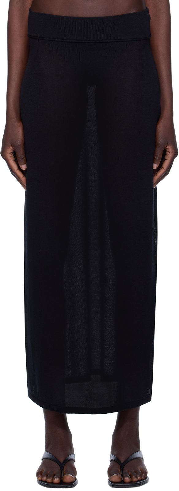 TOTEME Black Knit Maxi Skirt 252771F093002