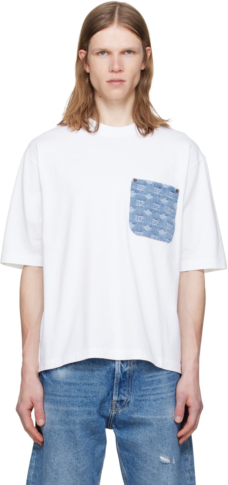 White D2 Monogram Loose Fit T-shirt 261148M213012