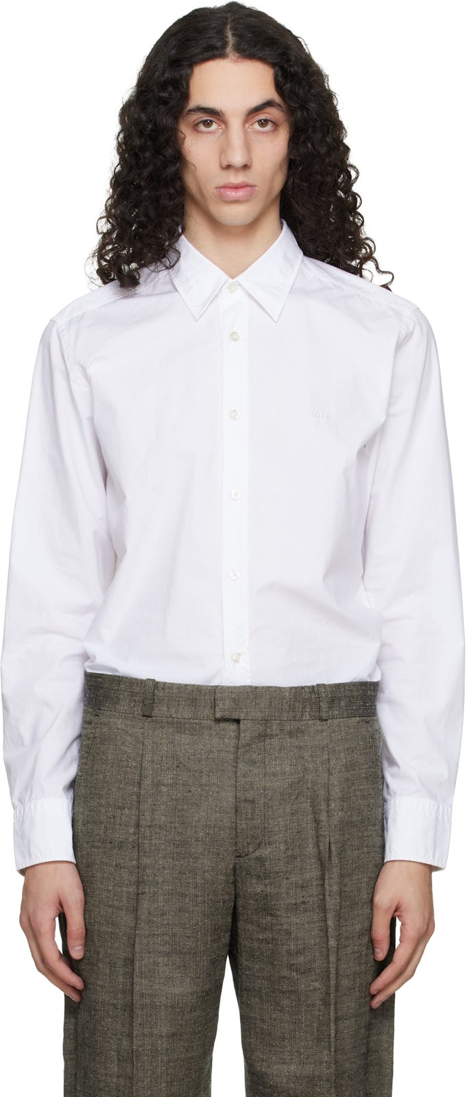 White Regular-Fit Cotton Poplin Shirt 261085M192035
