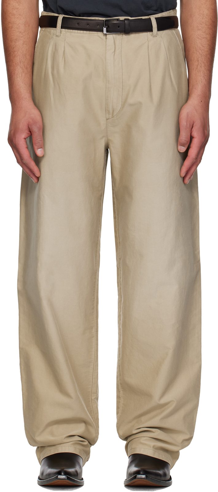 Beige Unbrushed Moleskin Trousers 261168M191004
