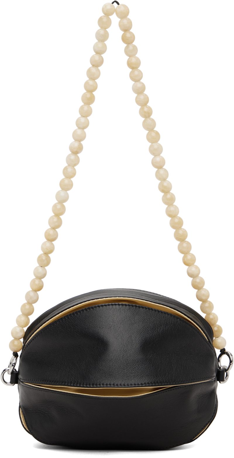 Black Balloon Slits Shoulder Bag 261646F048049