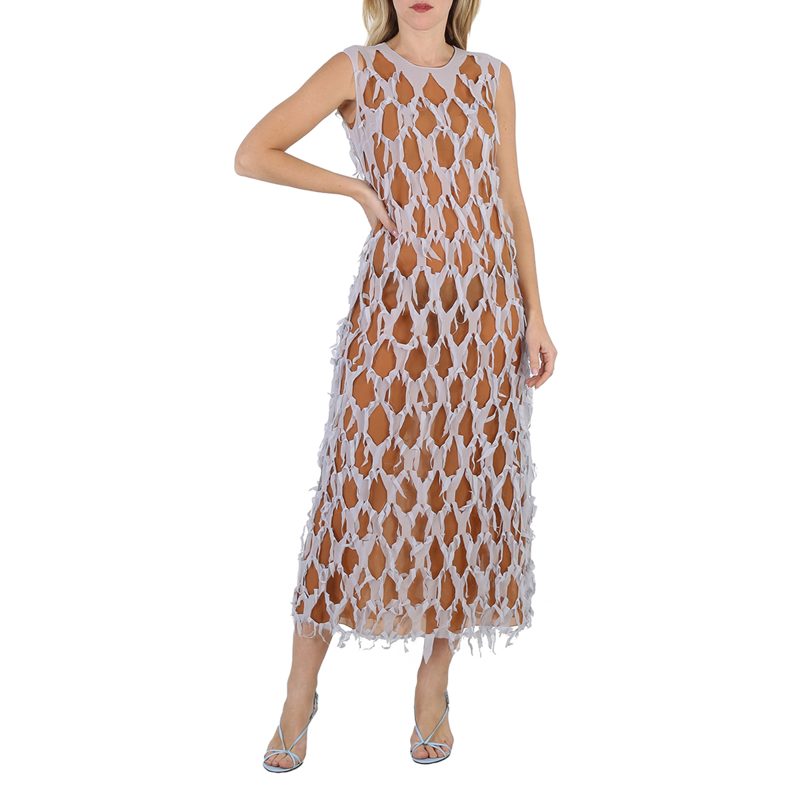 Ladies Light Sky Cut-Out Silk-Blend Dress_Light Sky