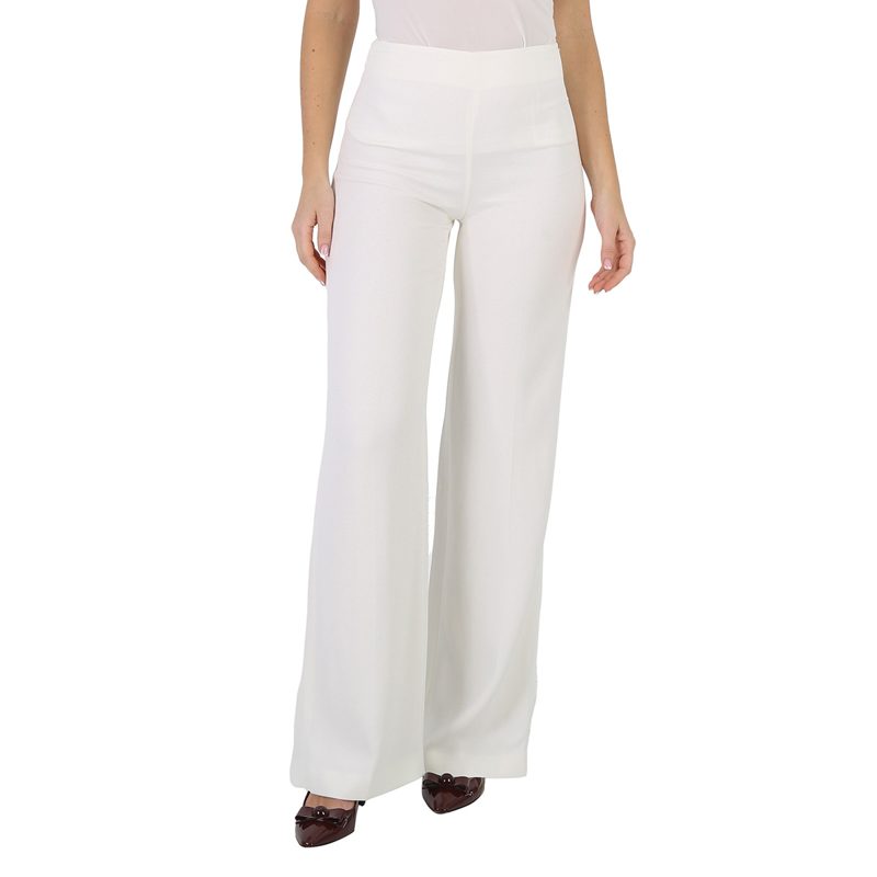 Ladies High-Waisted Flared Trousers_Cream