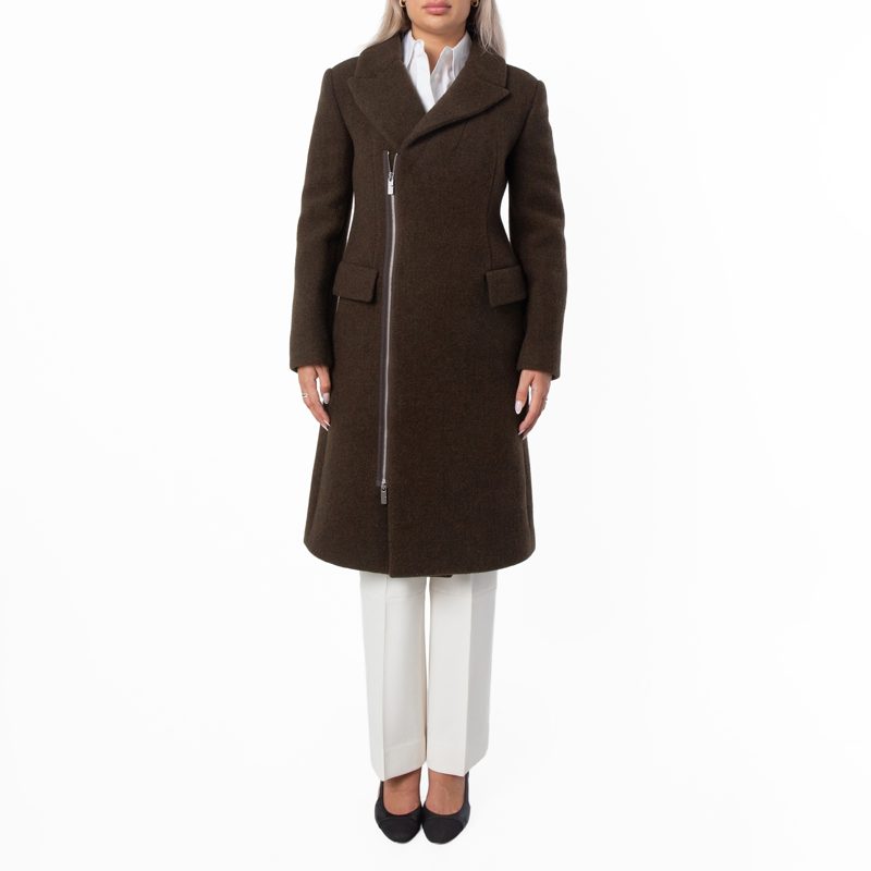 Single-Breasted Wool Zip Tailored Coat_Kindle Melange