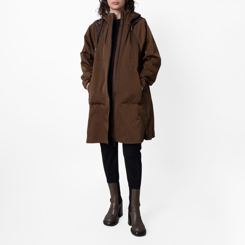 Nylon Cotton Hooded Parka_Bison
