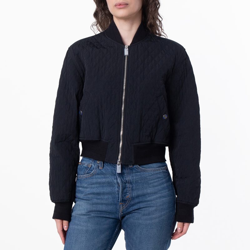 Cropped Quilted Bomber Jacket_Black