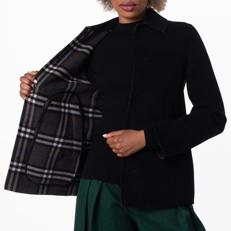 Single-Breasted Wool Short Coat_Black