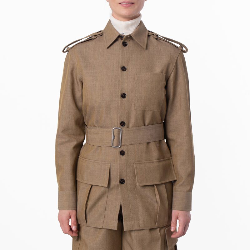 Belted Button-Up Overshirt_Beige/Honey