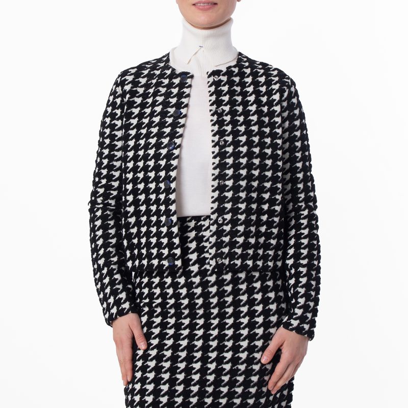Houndstooth Pattern Cardigan_Black Ip Pattern